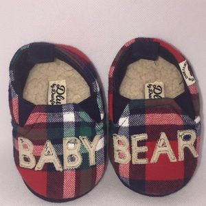 Baby Bear Dearfoams Infant Baby Plaid Sherpa Lined Slippers Size 6-9 Mon…